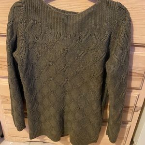 NWT Loft green cable knit boatneck sweater- L